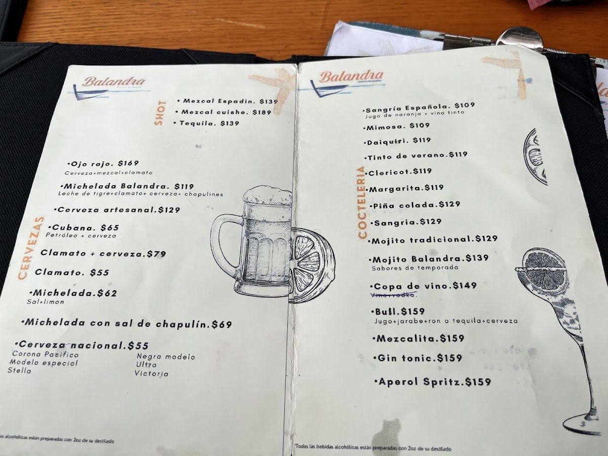 Balandra - Cocina de puerto Menu - Image 1